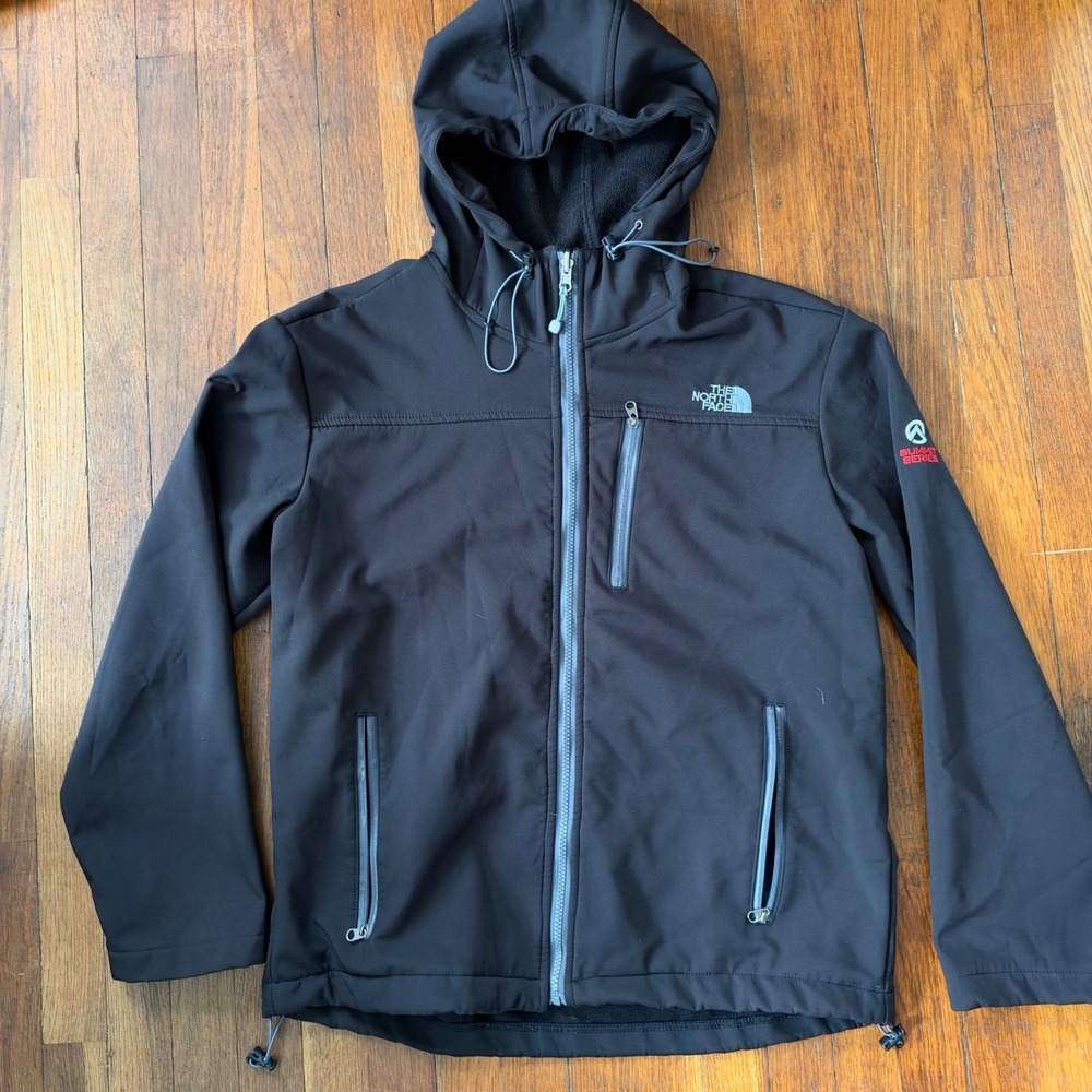The North Face Summit Series Softshell Jacket Mens Black Hooded Full Zip Coat